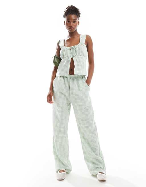 Reclaimed Vintage – Schlupfhose mit grünem Vichy-Karo