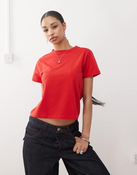 Reclaimed Vintage – Schmal geschnittenes T-Shirt in Kirschrot - view 1