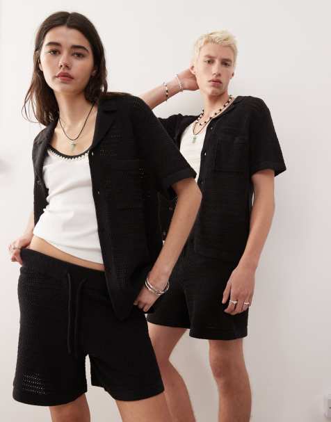 Reclaimed Vintage – Schwarzes Festival-Hemd aus Strick in Unisex-Passform, Kombiteil - view 1