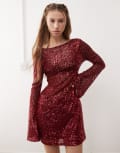 [Reclaimed Vintage] Reclaimed Vintage sequin mini party dress in burgundy-Red XS burgundy