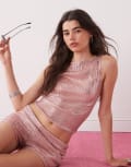 [Reclaimed Vintage] Reclaimed Vintage sequin tank festival in pink (part of a set) XS PINK