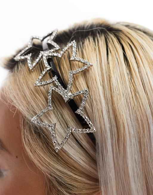 Reclaimed Vintage - Serre-tête avec étoiles à strass argentés, 2 de 4