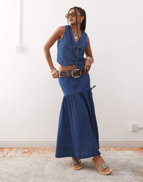 Reclaimed Vintage – Set i denim med knytband - view 1