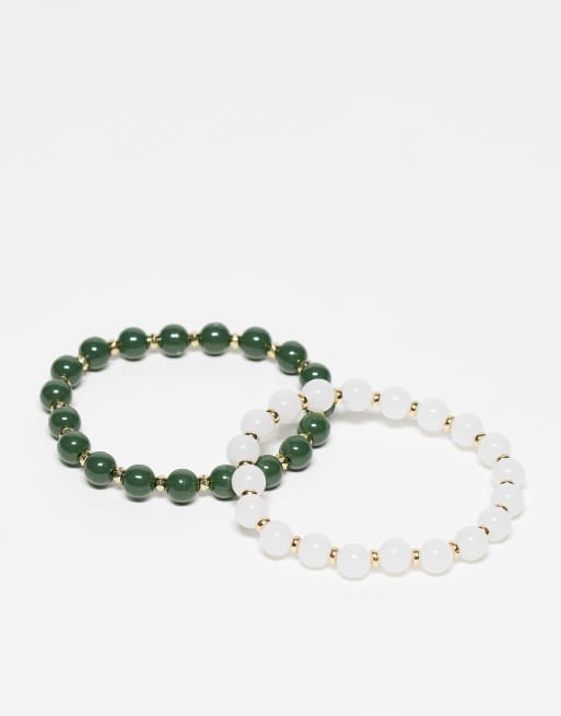 Reclaimed Vintage - Set kralenarmbanden met imitatie-halfedelstenen