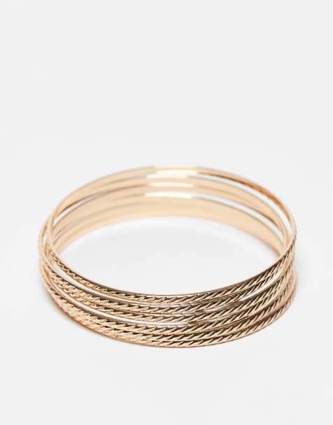 Reclaimed Vintage - Set van {0} skinny armbanden in goud - view 1
