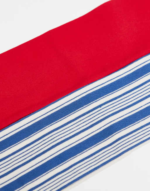 Reclaimed Vintage - Set van 2 haarbanden in rood en blauw met wit gestreept, 2 van 3