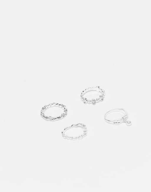 Reclaimed Vintage - Set van 4 smalle, onregelmatige uniseks ringen