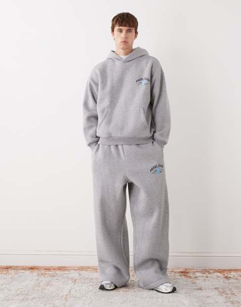 Reclaimed Vintage - Set van joggingbroek en hoodie met padellogo in gemêleerd grijs - view 1