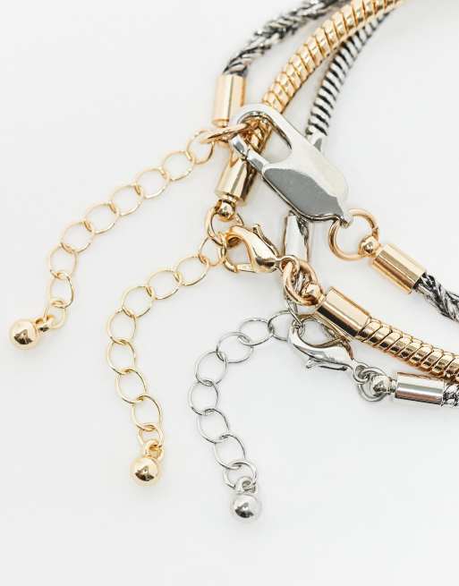 Reclaimed Vintage - Set van uniseks armbanden in gemengde metalen, 3 van 3