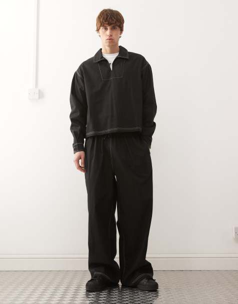 Reclaimed Vintage set with contrast stitching in black - view 1