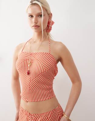 Reclaimed Vintage Sheer Beach Top With Open Back In Multi