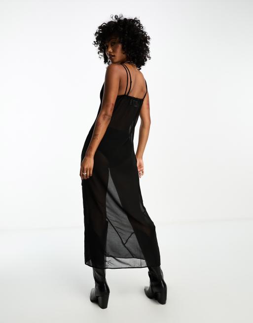 Reclaimed Vintage Sheer Cami Dress with Tie Front
