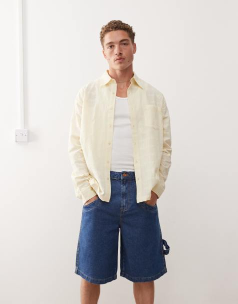 Reclaimed Vintage sheer embroidered shirt in yelllow - view 1