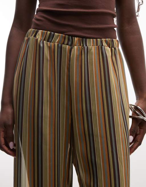 Reclaimed Vintage sheer wide leg pants in multi stripes, 3 of 5