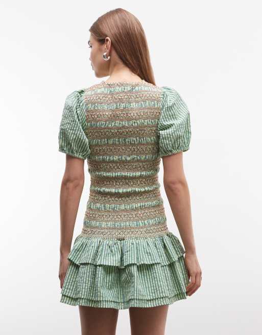 green emerald velvet dress Asparagus Green-Tuscan Red Collared Stripe Dress 2XL main image 0