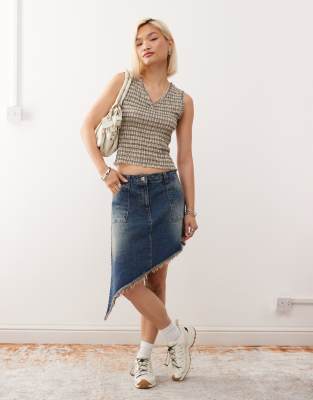Reclaimed Vintage Shirred V Neck Tank In Multi