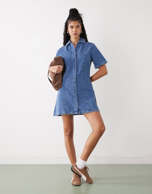 Reclaimed Vintage shirt dress in mid-wash