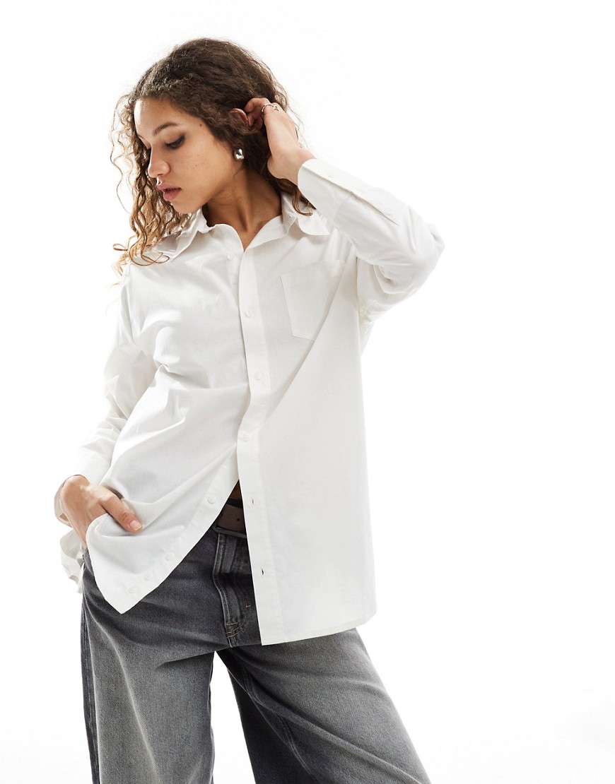 Reclaimed Vintage shirt multi-way asymmetric wrap shirt in off white