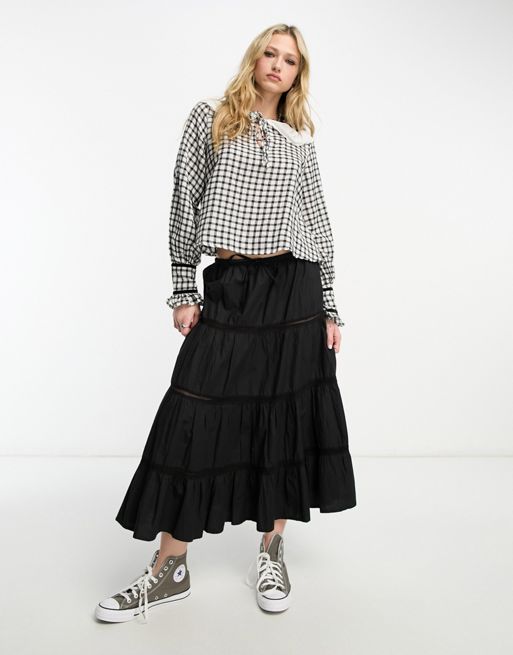 Reclaimed Vintage shirt with oversized collar in black and white