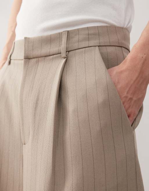 Reclaimed Vintage - Short long et ajusté à fines rayures - Beige, 5 de 5