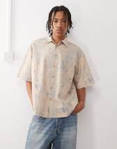 Jack & Jones oversized linen shirt in beige