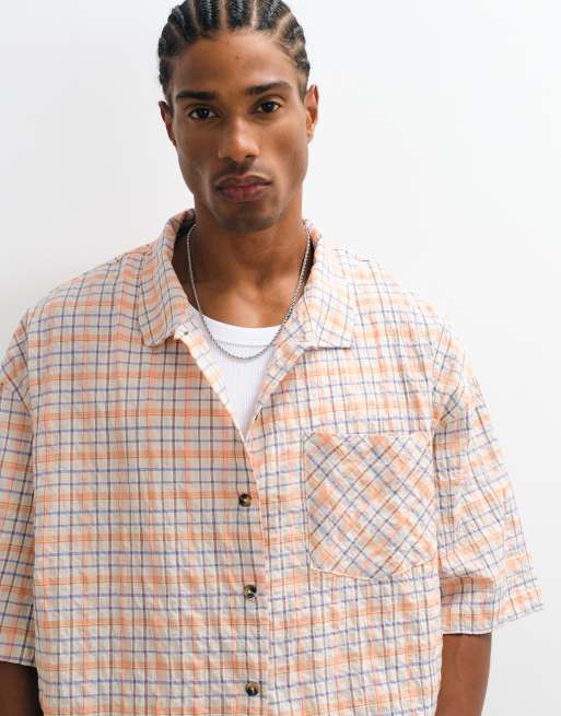 Reclaimed Vintage short sleeve oxford in multi grid plaid, 4 of 5