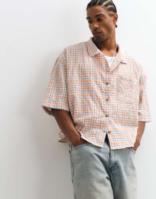 Reclaimed Vintage short sleeve oxford in multi grid plaid, 5 of 5