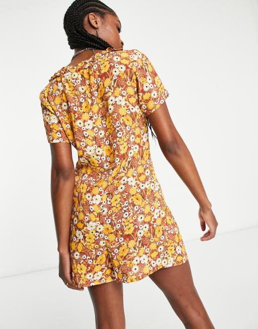 Orange floral playsuit shop