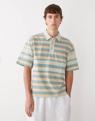 Reclaimed Vintage Short Sleeve Polo Shirt In Green