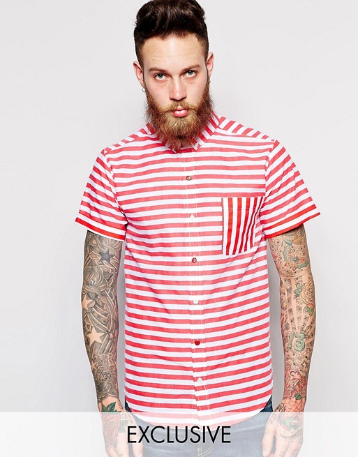 Reclaimed Vintage Short Sleeve Shirt in Stripe