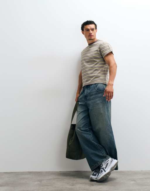 Reclaimed Vintage short sleeve t-shirt in olive stripes, 3 of 5