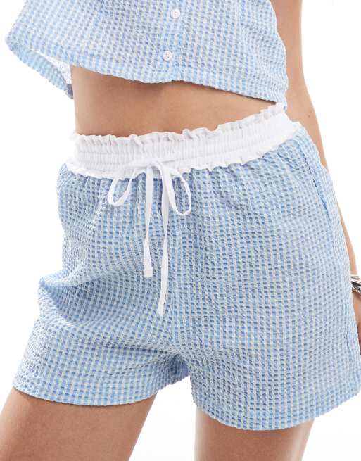 Reclaimed Vintage - Short style caleçon - Bleu et blanc à carreaux vichy