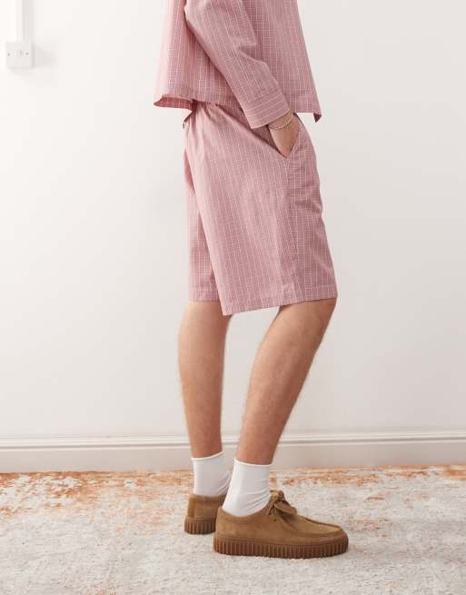 Reclaimed Vintage - Short unisexe long d'ensemble à carreaux - Rouge, 4 de 4