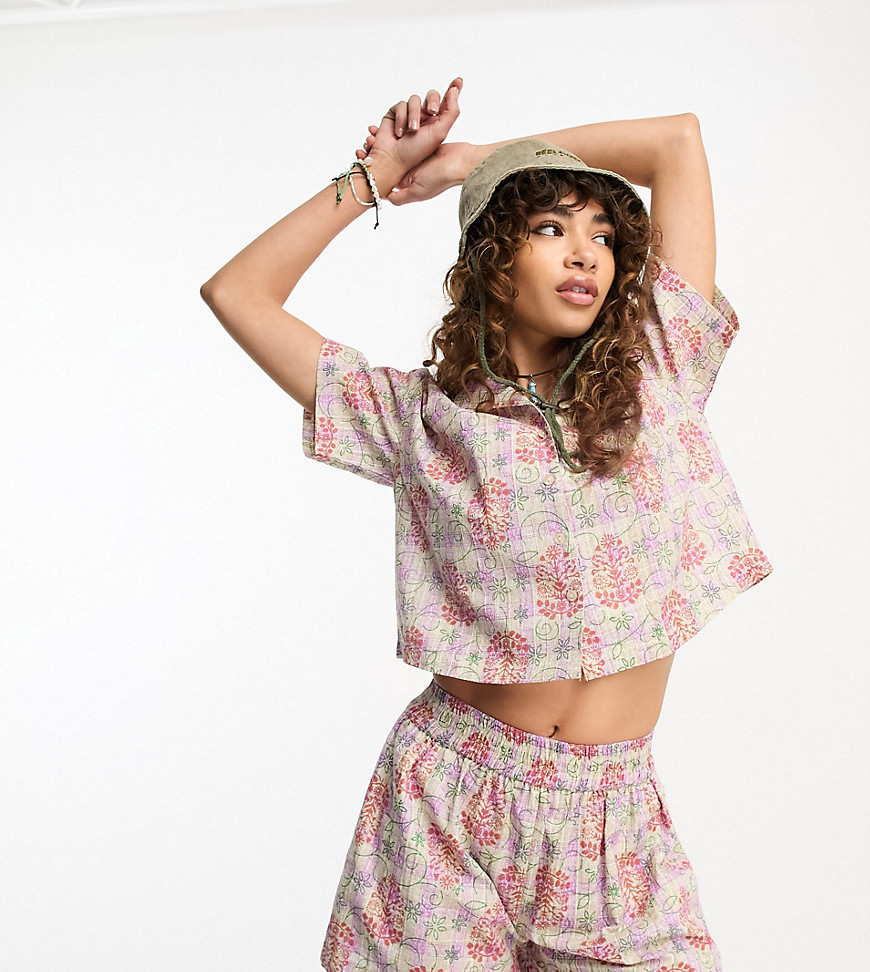 Reclaimed Vintage shorts in check floral print co ord-Multi