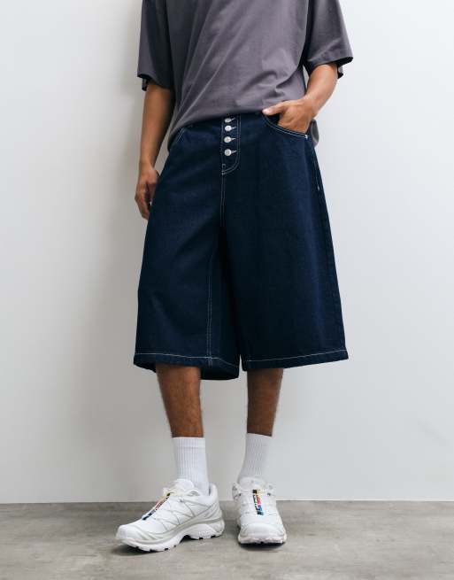 Reclaimed Vintage shorts in denim con cuciture indaco, 2 di 5
