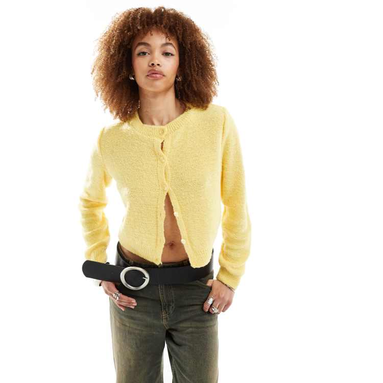 Reclaimed vintage shrunken cardigan in lemon | ASOS