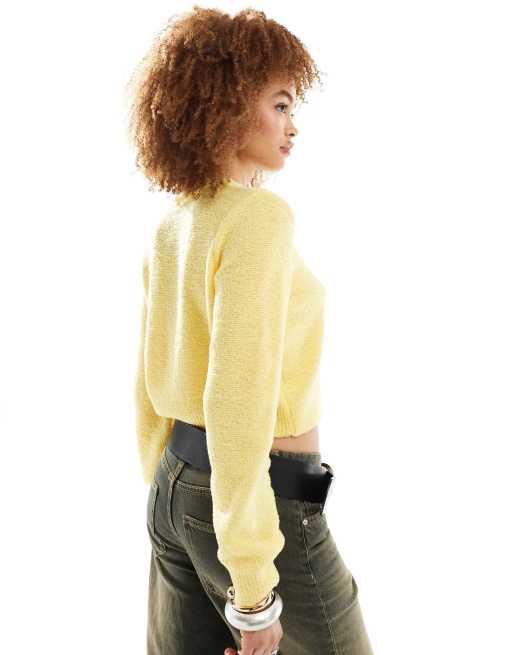 Reclaimed Vintage shrunken cardigan in lemon, 2 of 4