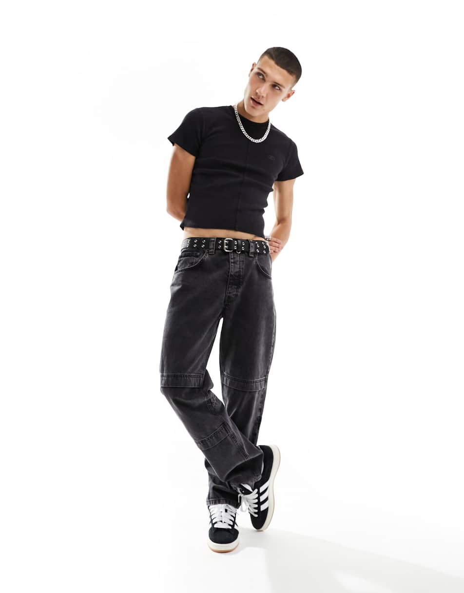 Reclaimed Vintage shrunken t-shirt in charcoal 1