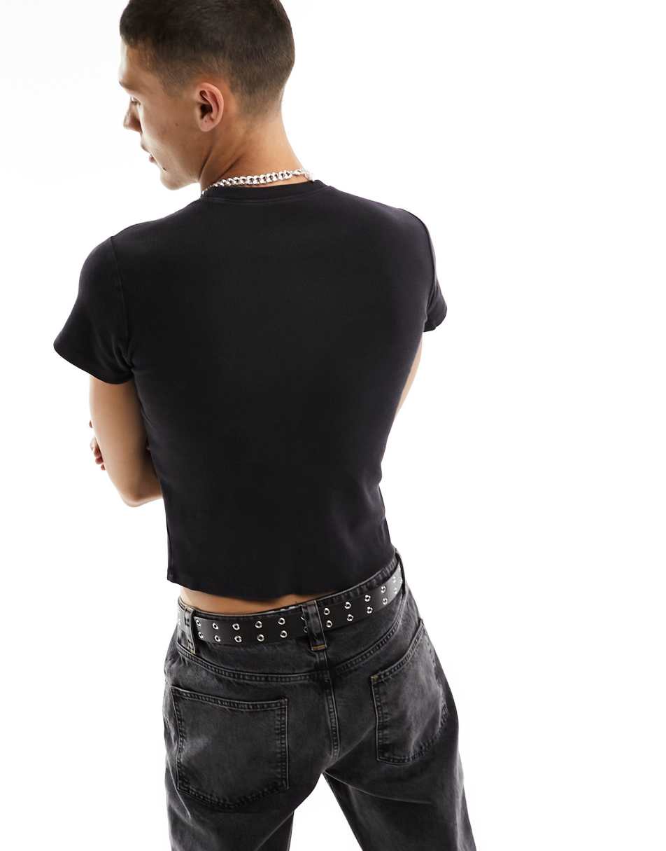 Reclaimed Vintage shrunken t-shirt in charcoal 2
