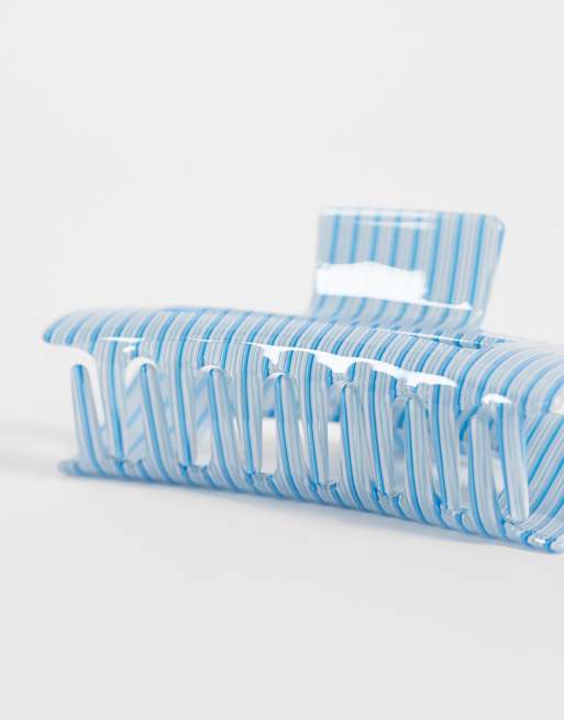 Reclaimed Vintage side hair clip in blue stripe, 2 of 3