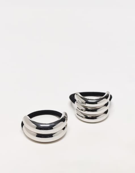 Reclaimed Vintage – Silberfarbene Haarklammern aus Metall im 2er-Pack - view 1