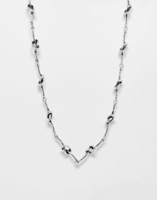 Reclaimed Vintage – Silberfarbene Unisex-Halskette mit Kettengliedern im Knotendesign - view 1