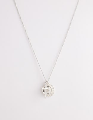 Reclaimed Vintage - Silberfarbene Unisex-Halskette mit Kreuzanhänger