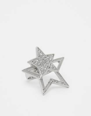 Reclaimed Vintage - Silberfarbener Oversize-Ring im Sterndesign