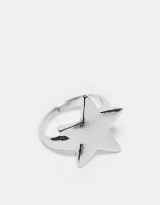 Reclaimed Vintage - Silberfarbener Unisex-Ring mit Stern-Design