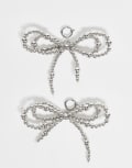[Reclaimed Vintage] Reclaimed Vintage silver bows bag and shoe charm 2 pack One Size silver