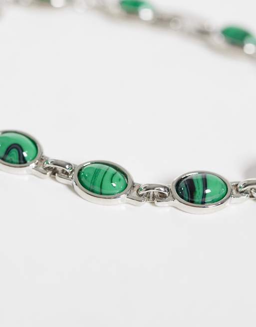 Reclaimed Vintage silver bracelet with malachite stones, 3 of 3