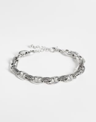 Reclaimed Vintage Silver Mariner Chain Bracelet With Twist Details