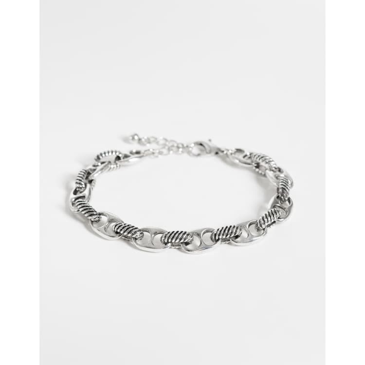 Reclaimed Vintage silver mariner chain bracelet with twist details