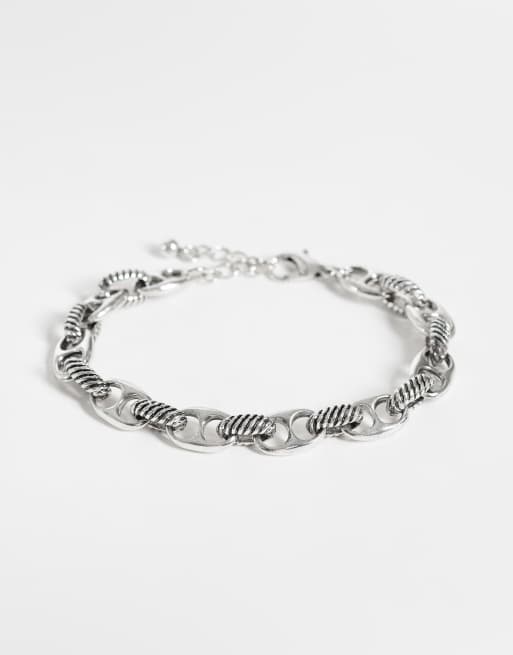 Reclaimed Vintage silver mariner chain bracelet with twist details
